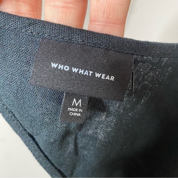 Who What Wear Black Linen-Blend Midi Dress - Picture 3 of 5